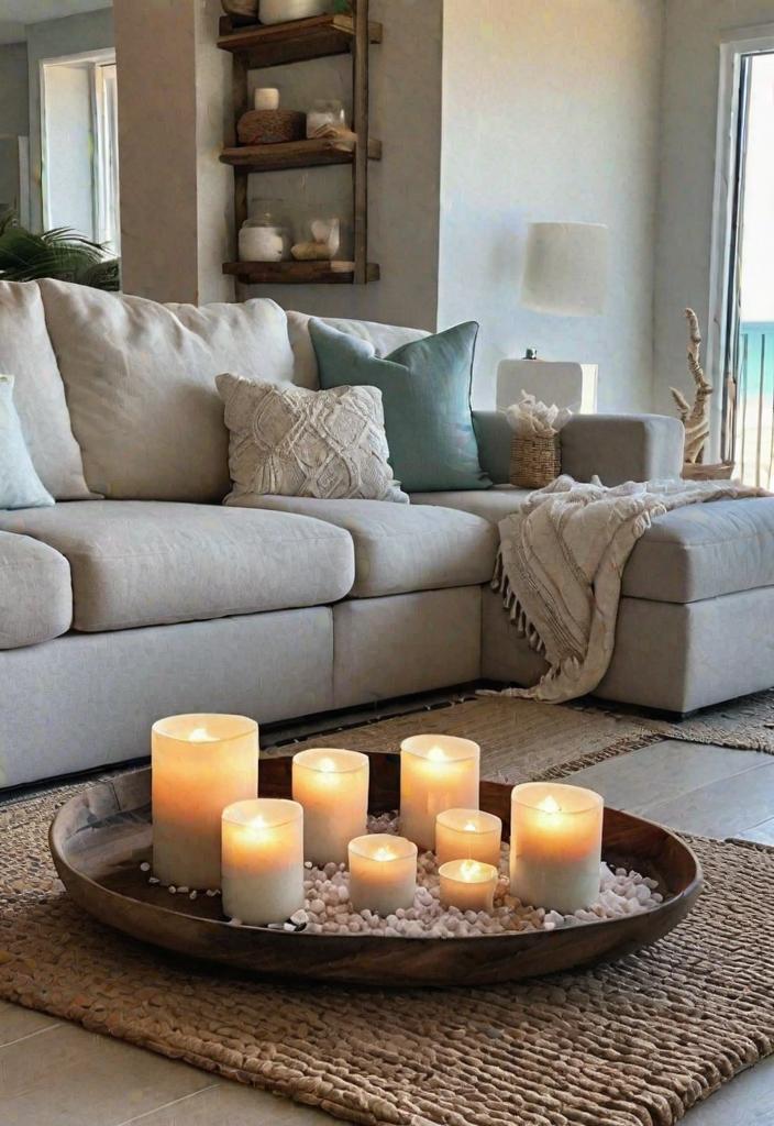 43 Inspiring Coastal Living Room Ideas 15 13. Coastal DIY Sea Salt Candles-0