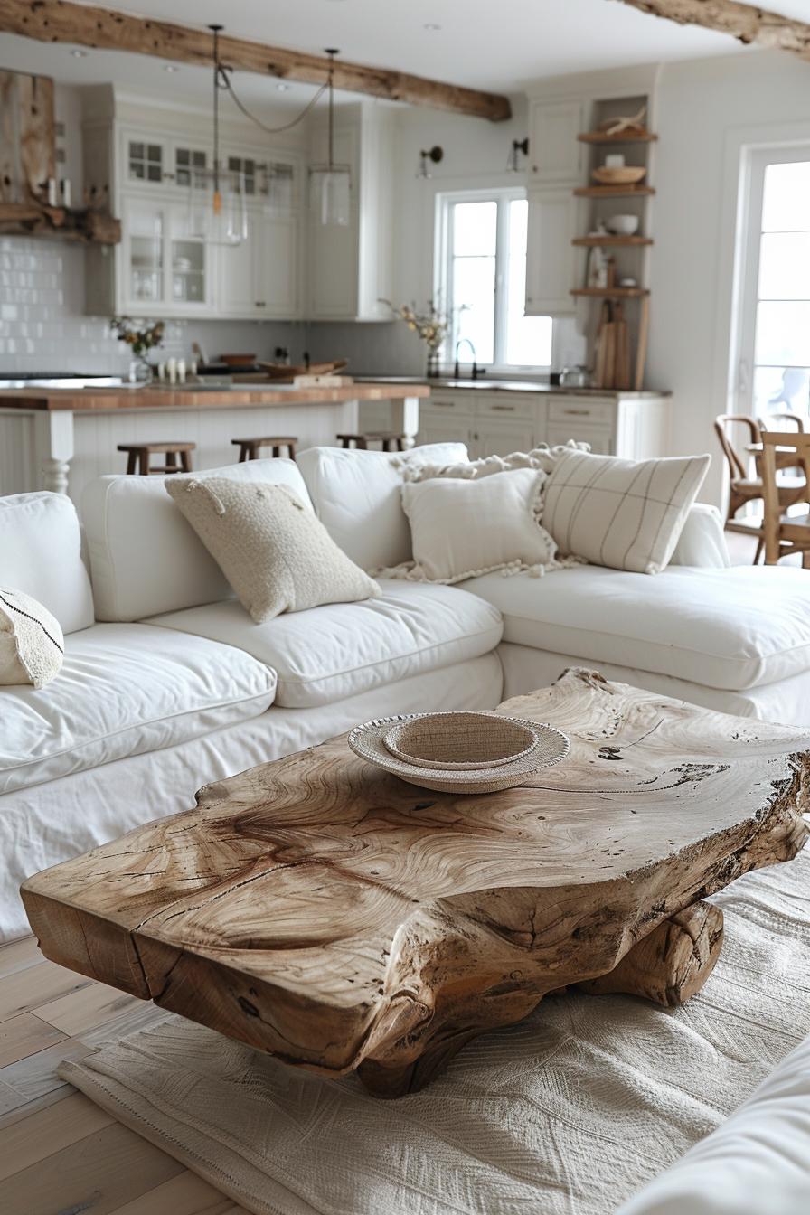 15 chic neutral coasts living room ideas that you will love 4 1. Coastal Driftwood Couch table Inspiration-1