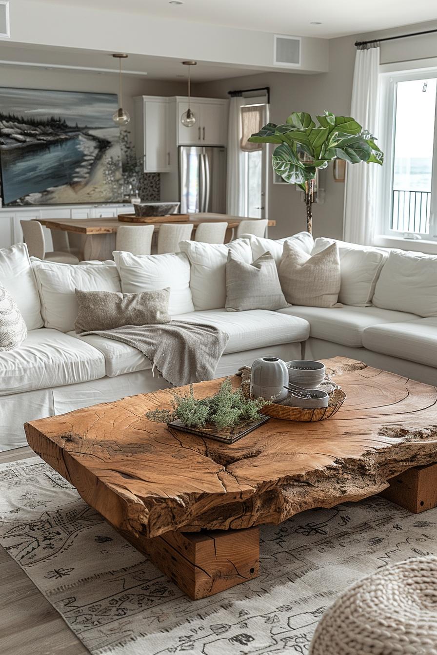 15 chic neutral coasts living room ideas that you will love 5 1. Coastal Driftwood coffee table Inspiration-2
