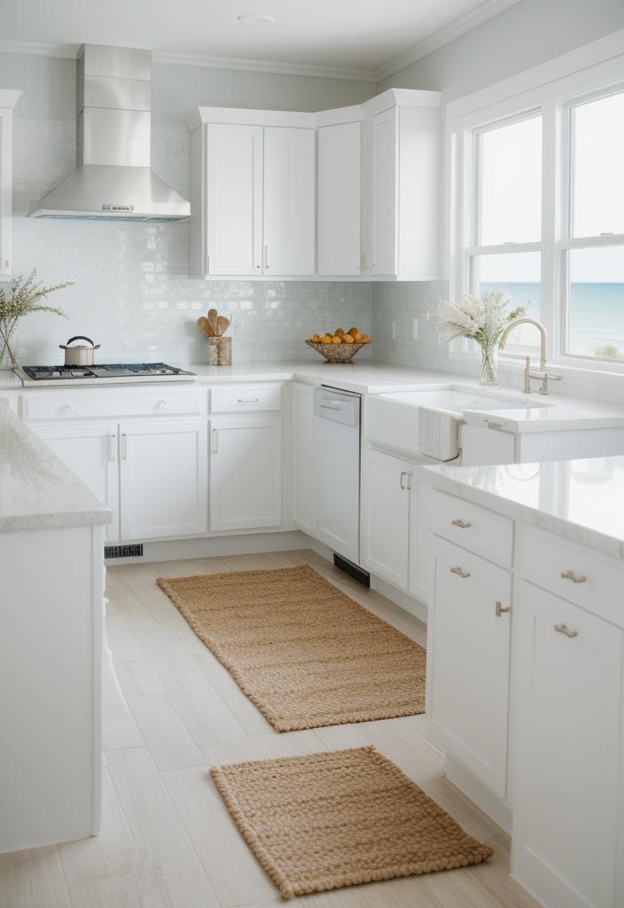 27 atemberaubende weiße Küchenschränke: Ideen, um Ihren Raum mit zeitloser Eleganz zu erhellen 4 2. Coastal Kitchen Inspiration-0