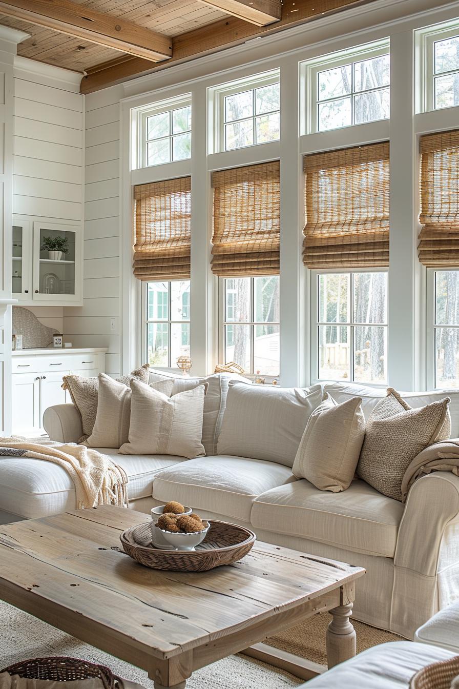 15 chic neutral coasts living room ideas that you will love 17 7. Coast lively bamboo Roman Shades-0