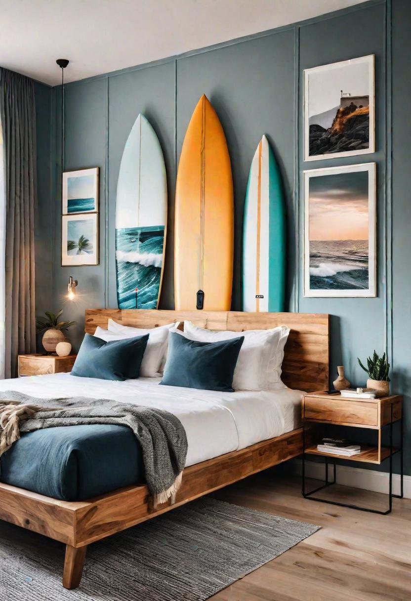 43 Relaxing Coastal Bedrooms for Breezy Retreats 21 19. Coastal Paddle Board Wall Art-0