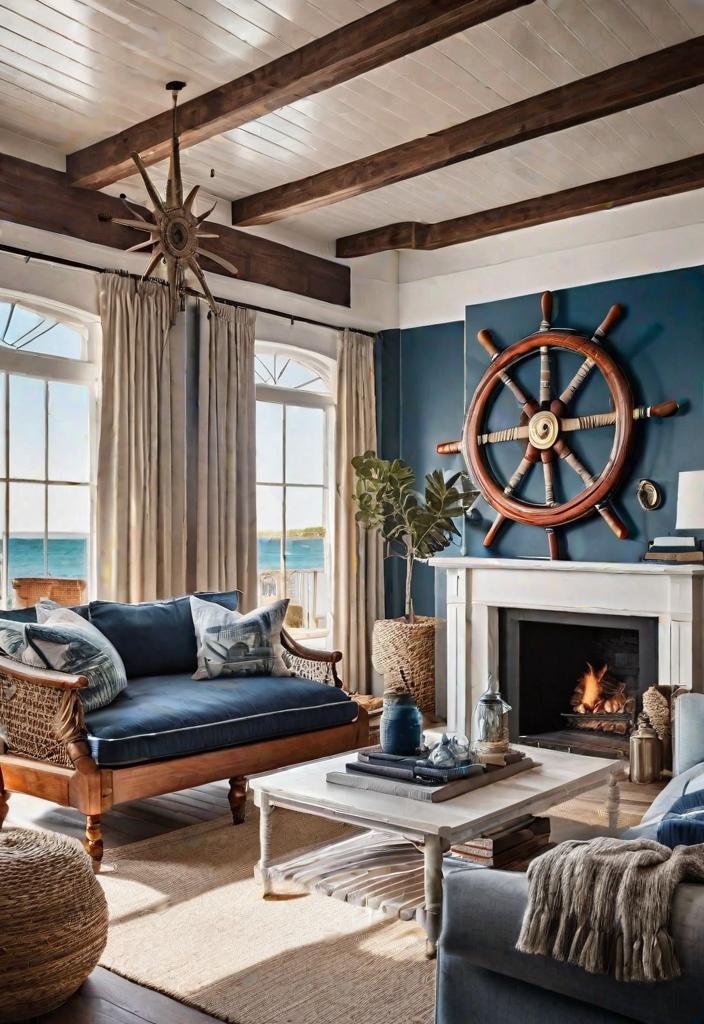 43 Inspiring Coastal Living Room Ideas 12 10. Coastal Room Nautical Accents-0