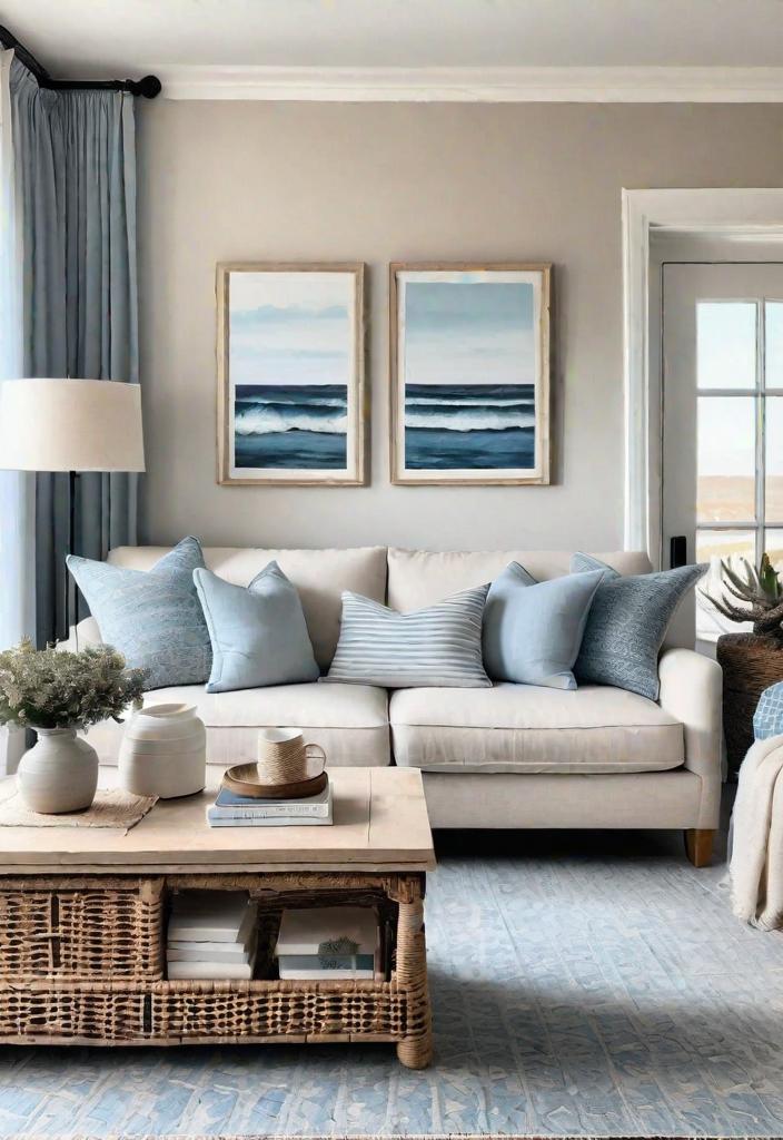 43 Inspiring Coastal Living Room Ideas 16 14. Coastal Slipcovered Furniture Inspiration-0
