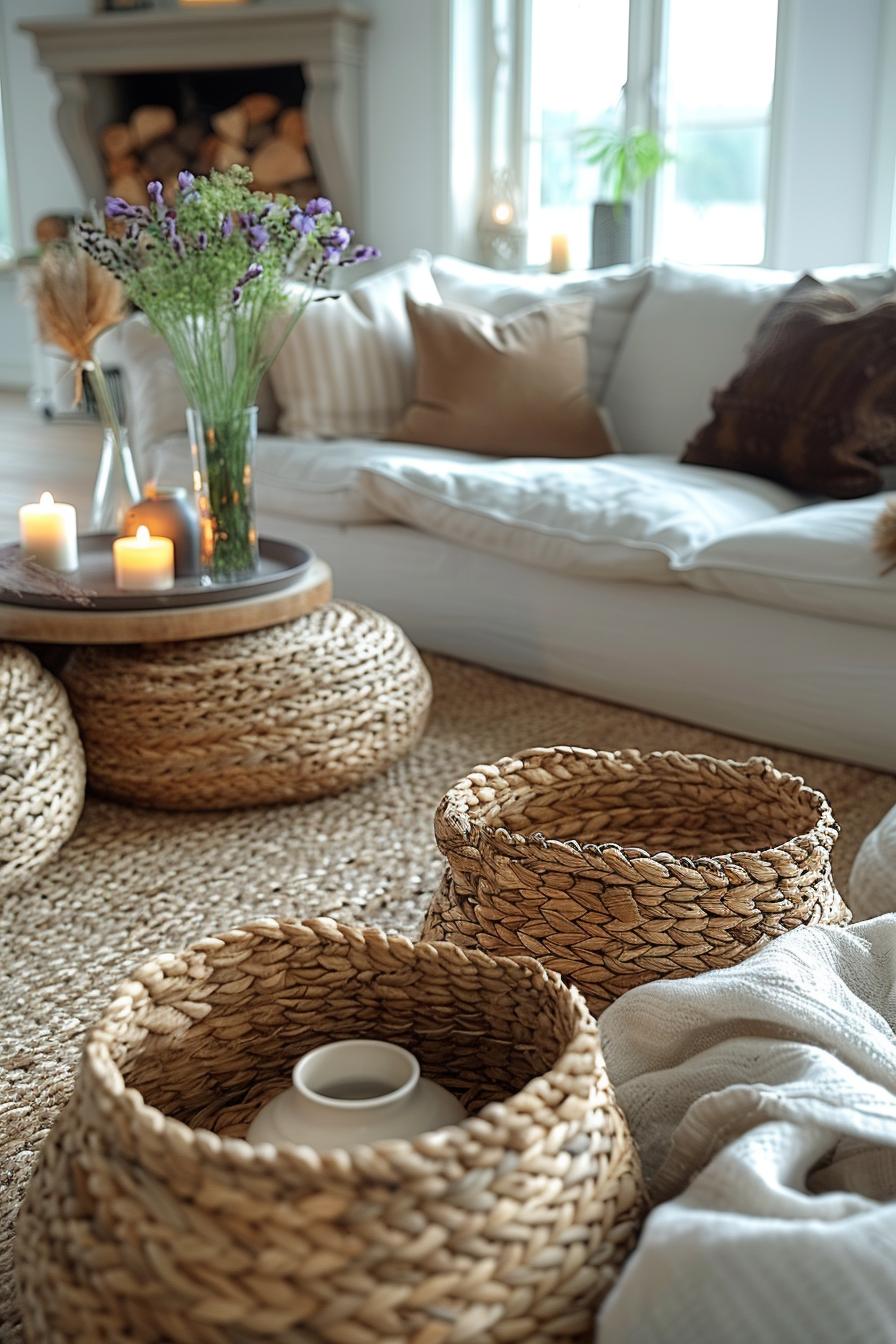 15 chic neutral coasts living room ideas that you will love 16 6. Coastal Storage Solutions: Weidenkörbe-1