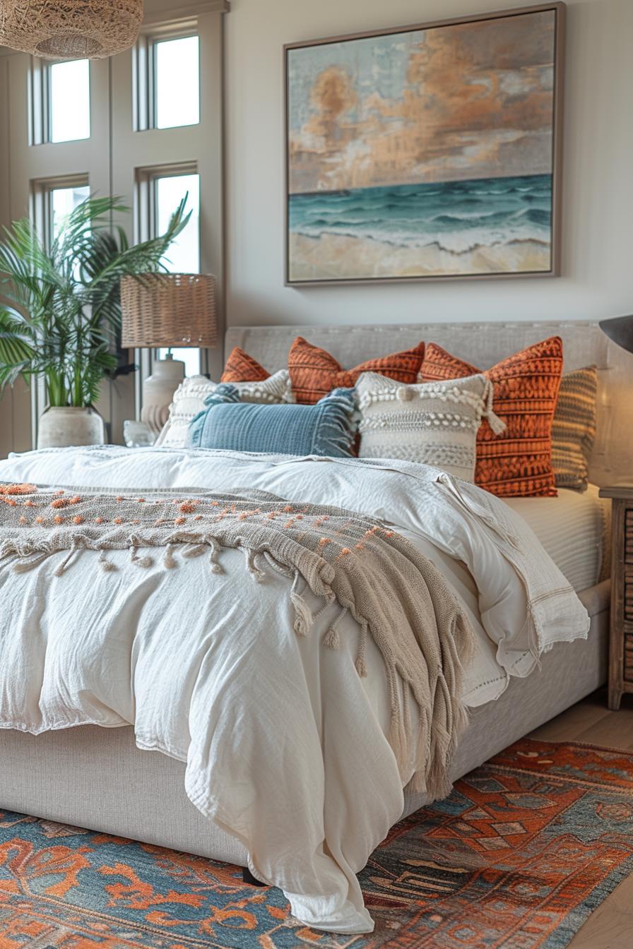 23 Trendy Boho Coastal Bedroom Ideas that you will love 34 12. Coastal wall hangings: Oceant textures-0