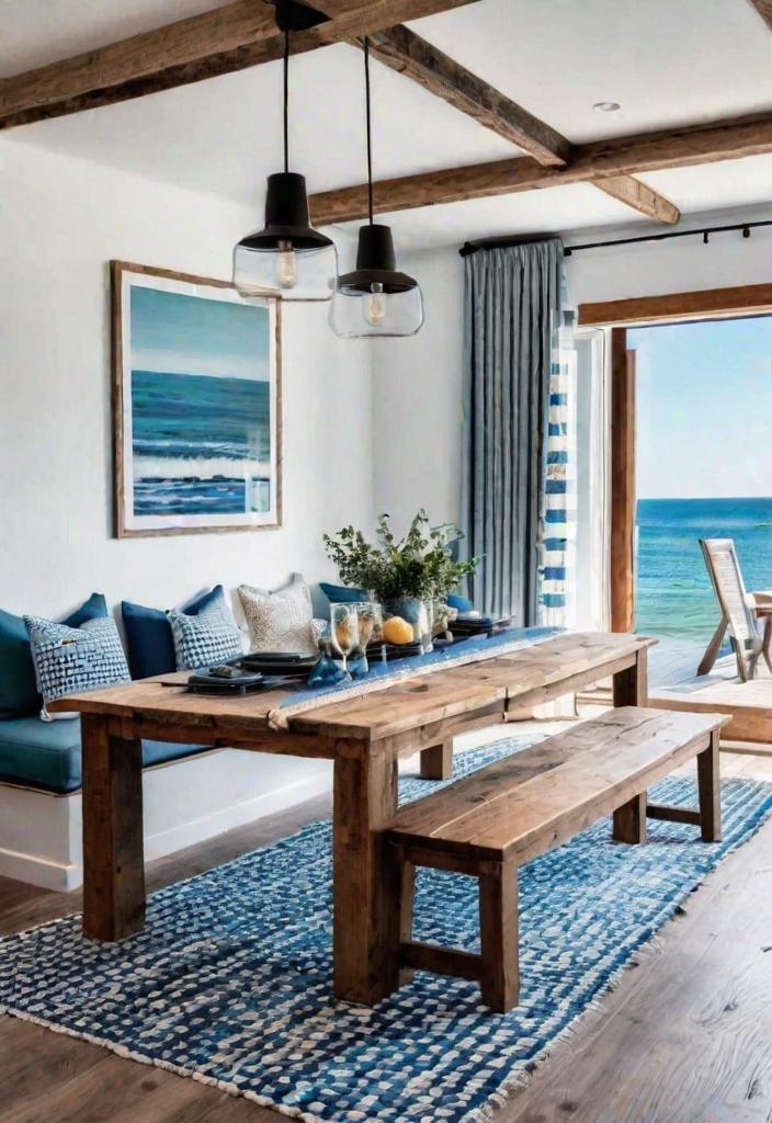 43 Inspiring Coastal Living Room Ideas 17 15. Coastal reclaimed wood dining tables-0