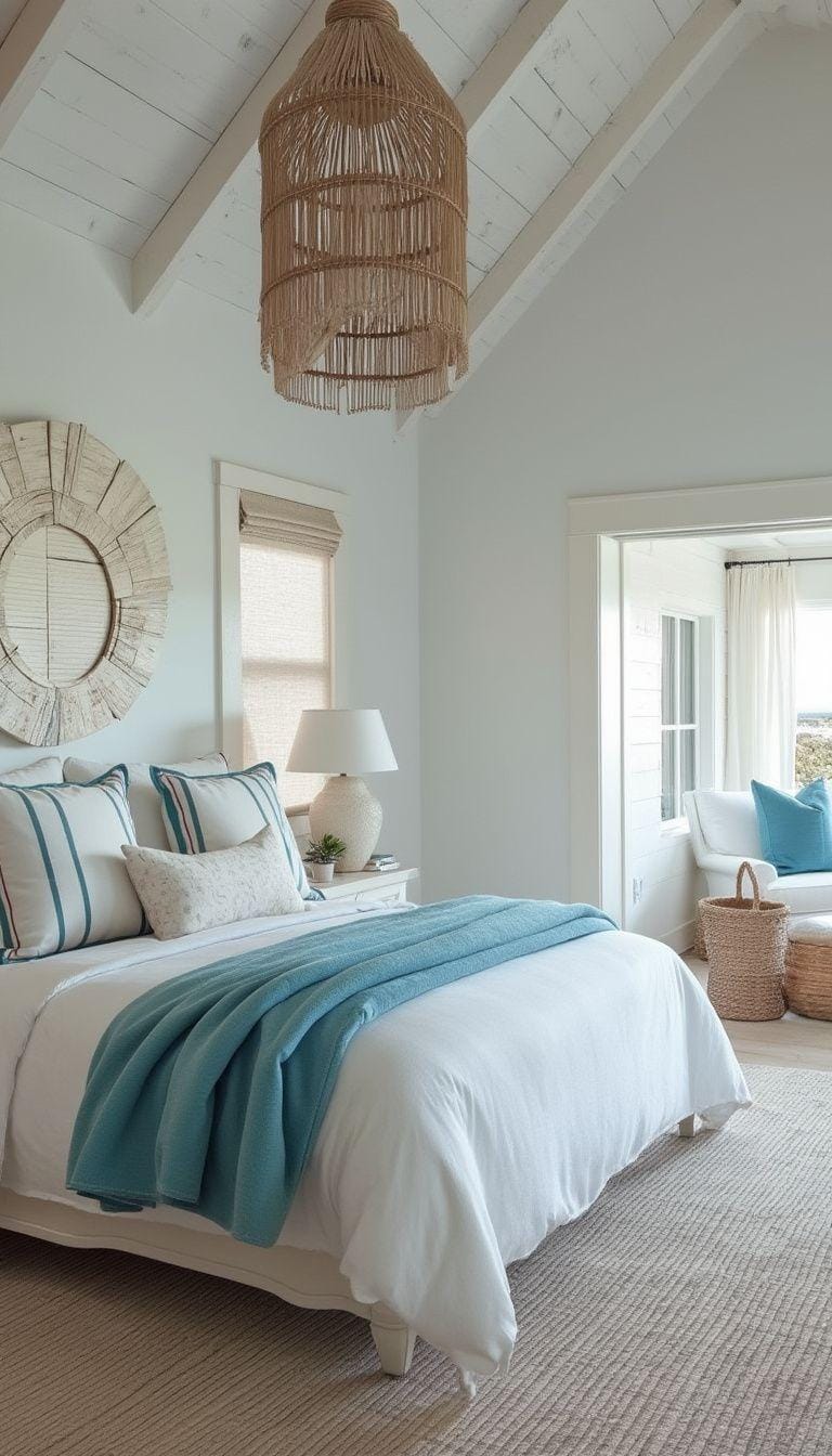 21 modern bedroom ideas for your 2025 makeover 37 11. Coastal Retreat Mixed Airy White, Sea, inspired blues and driftwood details-0