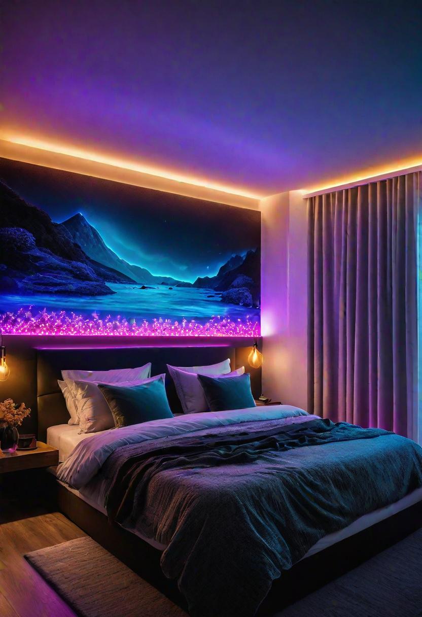 Glow Up Your Bedroom: 33 Chic and Cozy LED Aesthetic Ideas 4 2. Colorful LED Strip Headboard-0