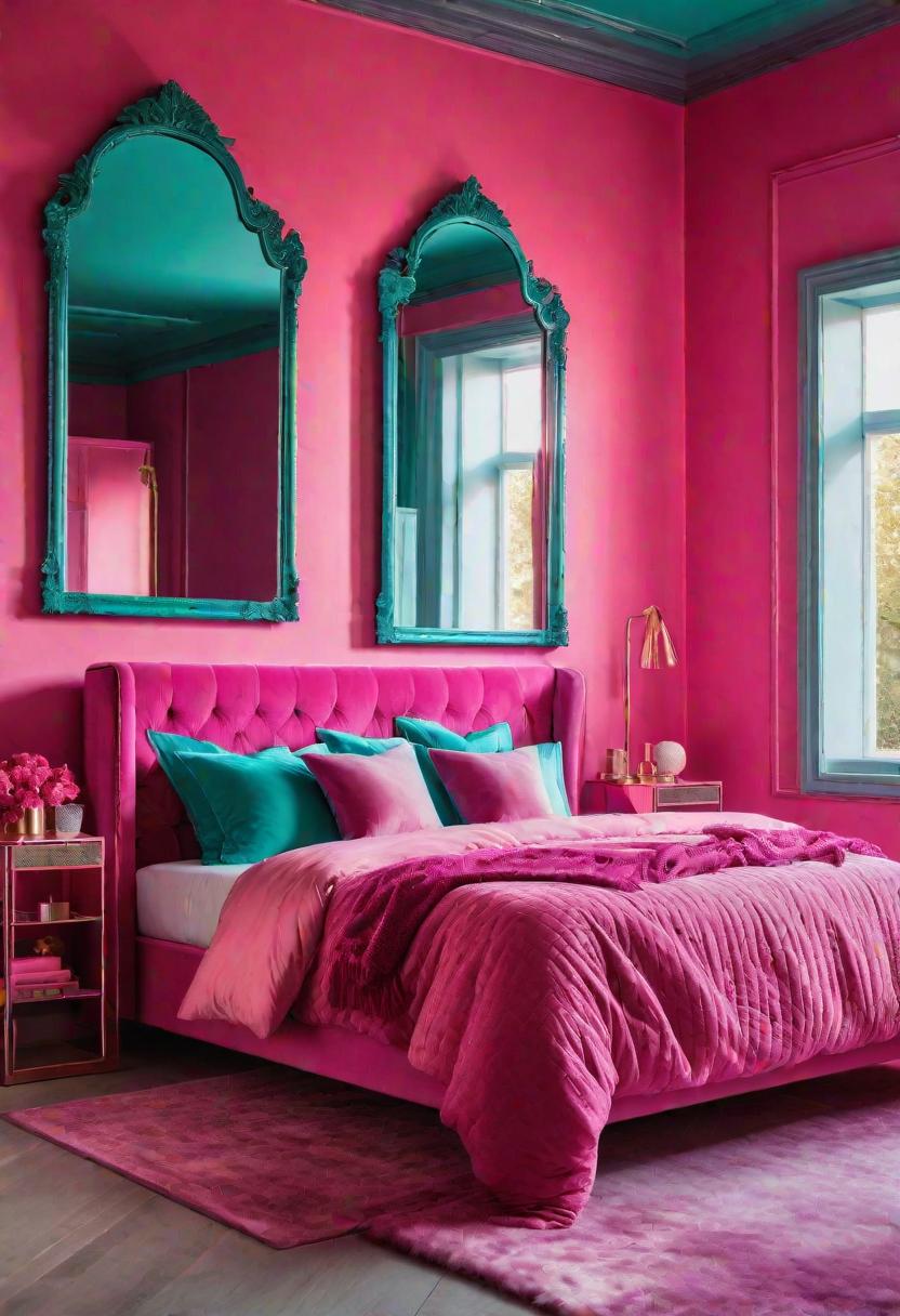 63 Luxurious Pink Bedrooms to Warm Up Your Space 65 62. Colorful Mirror Frames-0