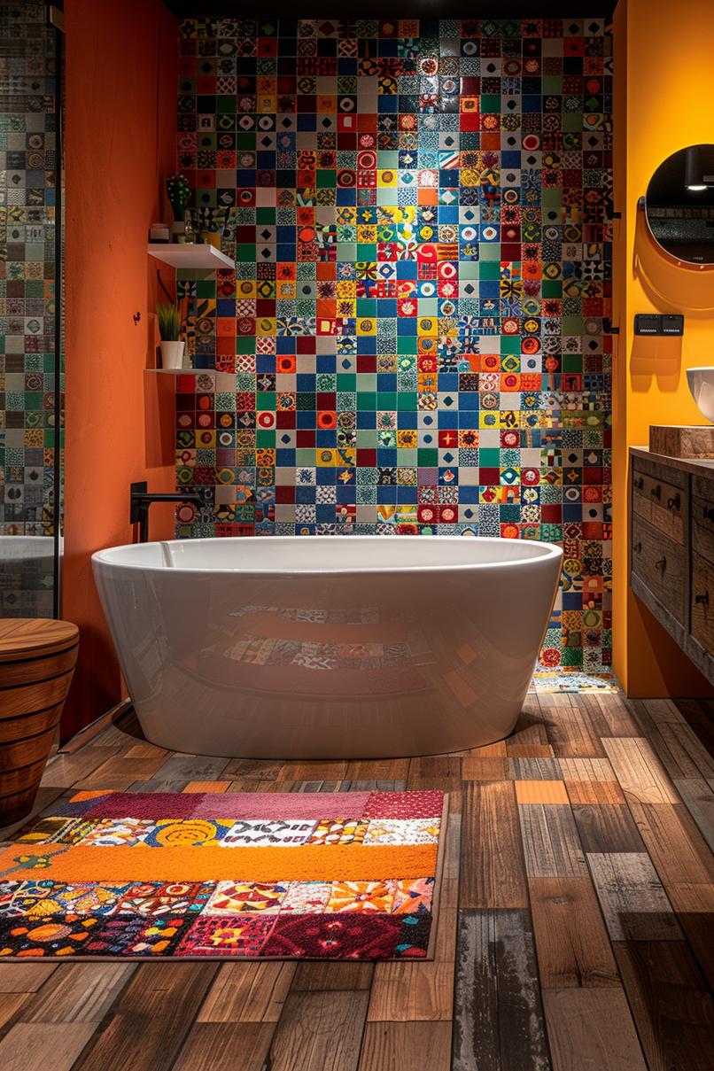 20 aesthetic bathroom designs for your home processing 25 15. Colorful mosaic tile bathroom-0