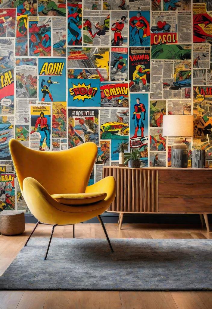 40 Breathtaking accent walls in living room Ideas 39 36. Comic Book Accent Wall-0
