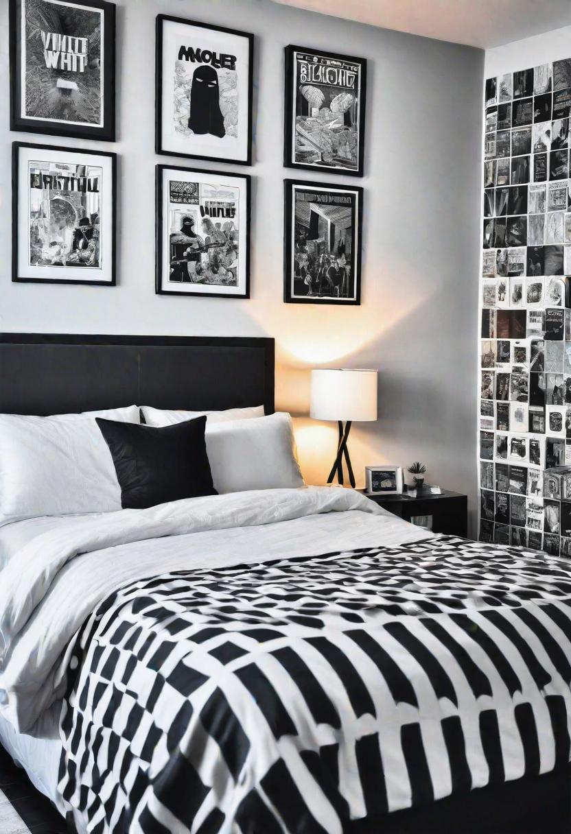 45 Black and White Bedroom Ideas for Timeless Elegance 29 27. Comic Book Showcase-0