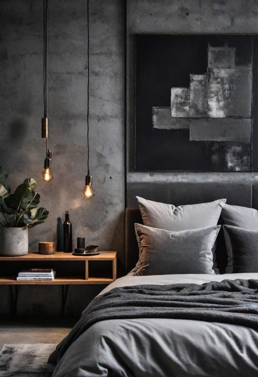 47 Stunning Grey Bedroom Ideas for An Elegant Bedroom Design 30 28. Concrete Cool Grey Bedroom Design-0
