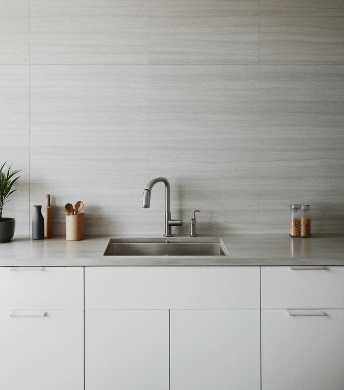 35 Stunning Kitchen Backsplash Ideas: Creative and Eye-Catching Designs 48 34. Concrete Overlay Backsplashes-0