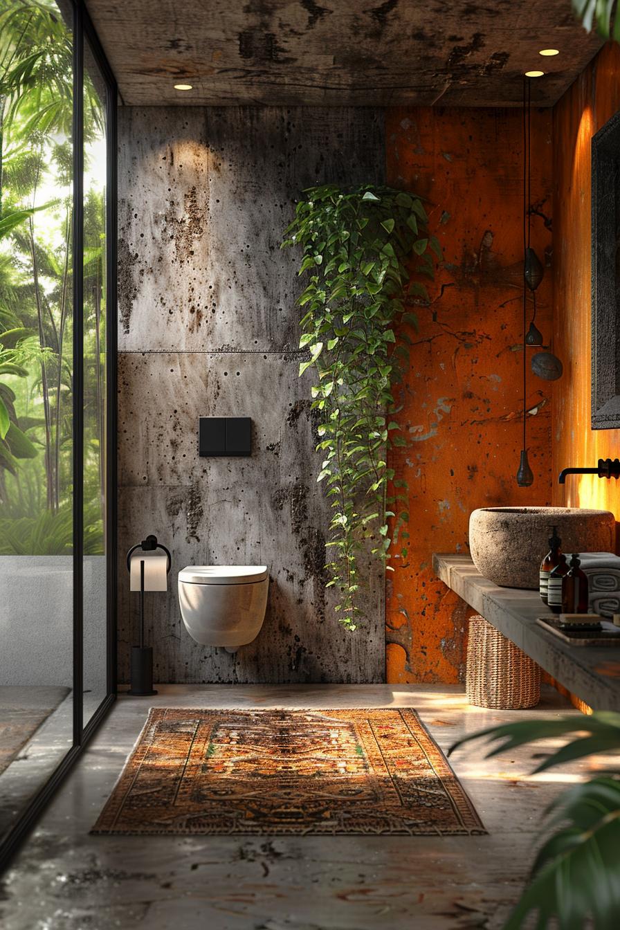 15 chic mid century modern bathroom ideas for timeless elegance 45 15. Concrete and color in bathroom-0