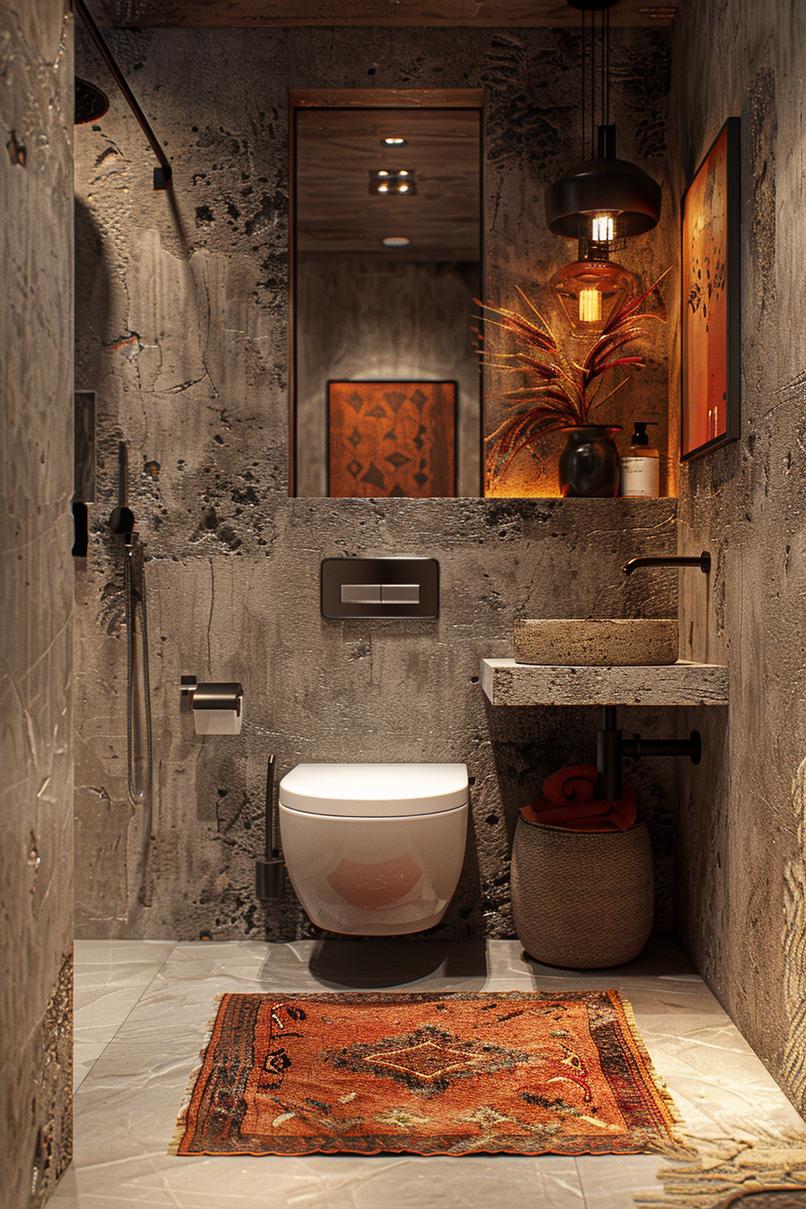 15 chic mid century modern bathroom ideas for timeless elegance 47 15. Concrete and color in bathroom-2