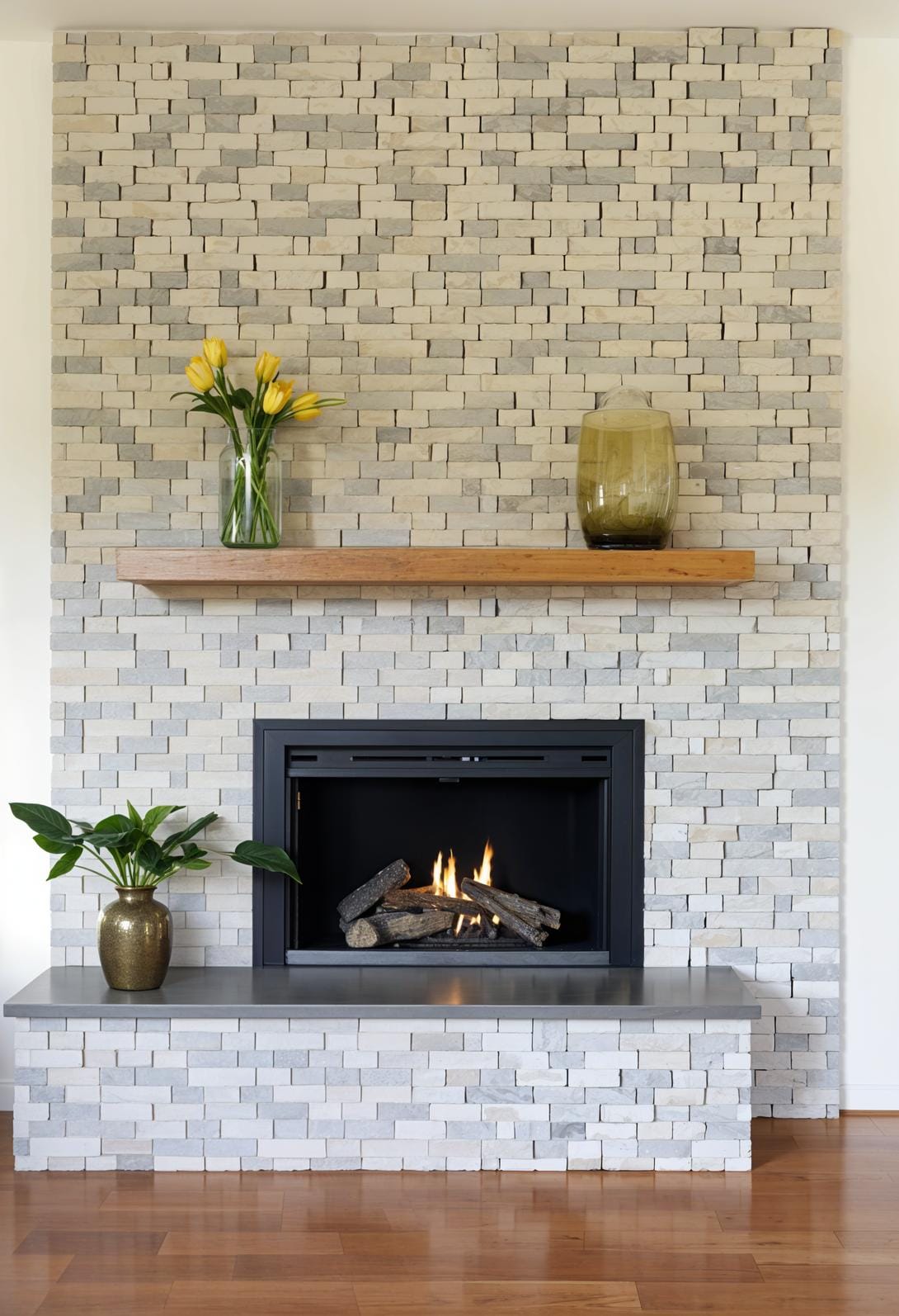 20 breathtaking middle of the century of modern fireplace-Makeover ideas 52 20. Contemporary gas use within the original stone center in the middle of the century Surround-2