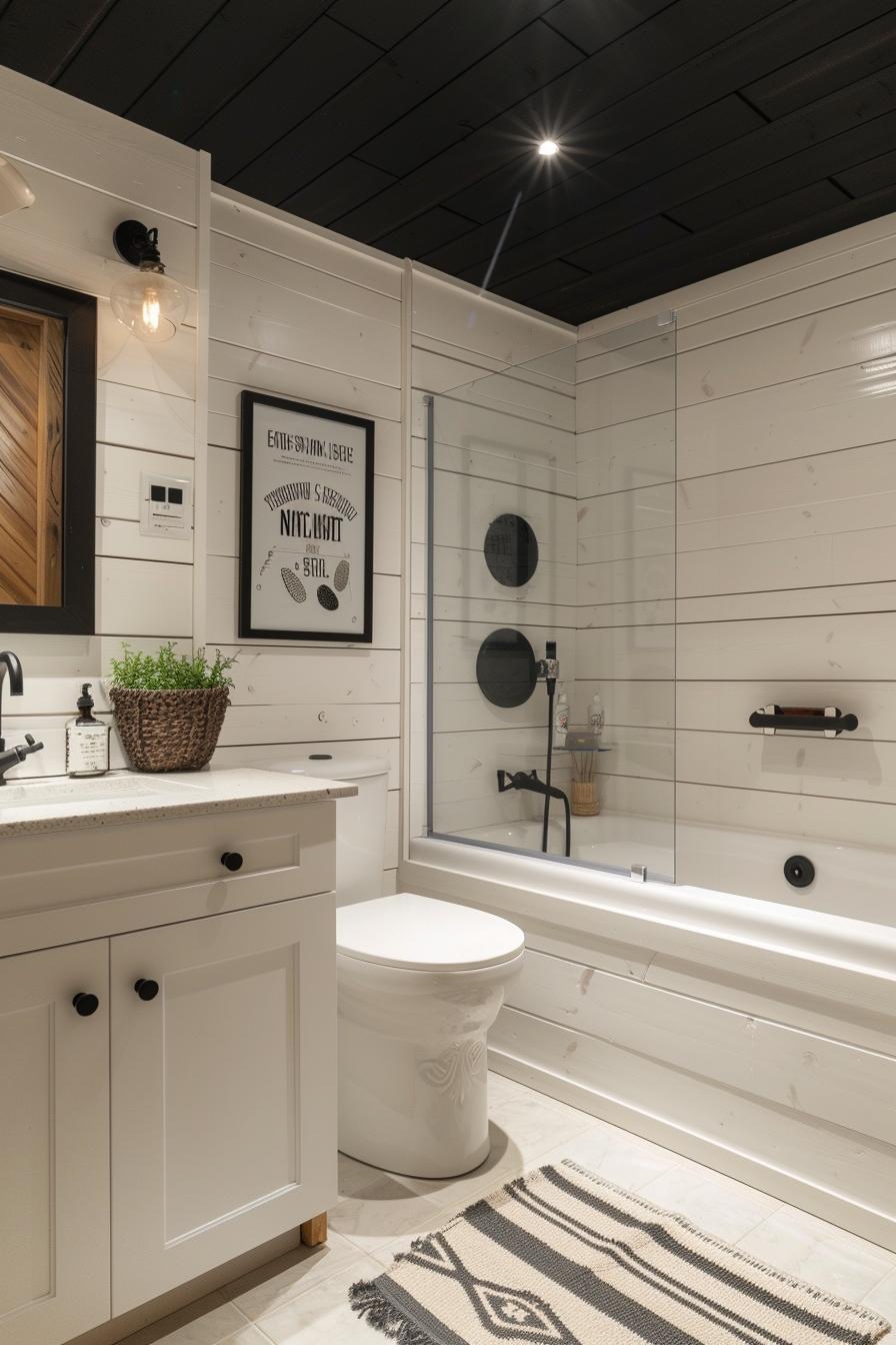 15 beautiful Shipap bathroom styles to impress your guests 21 9. Contrast in Shipap Bathroom-1