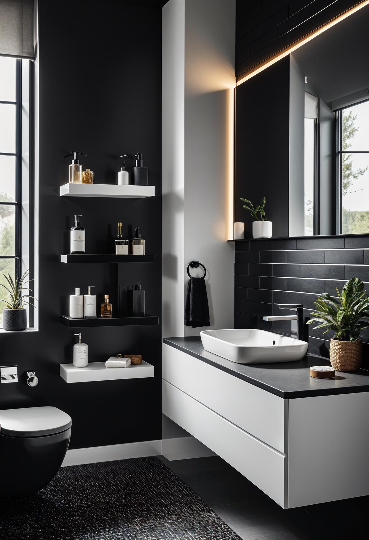 19 breathtaking black and white bathroom designs that inspire 12 9. Contrasting black accent walls 1