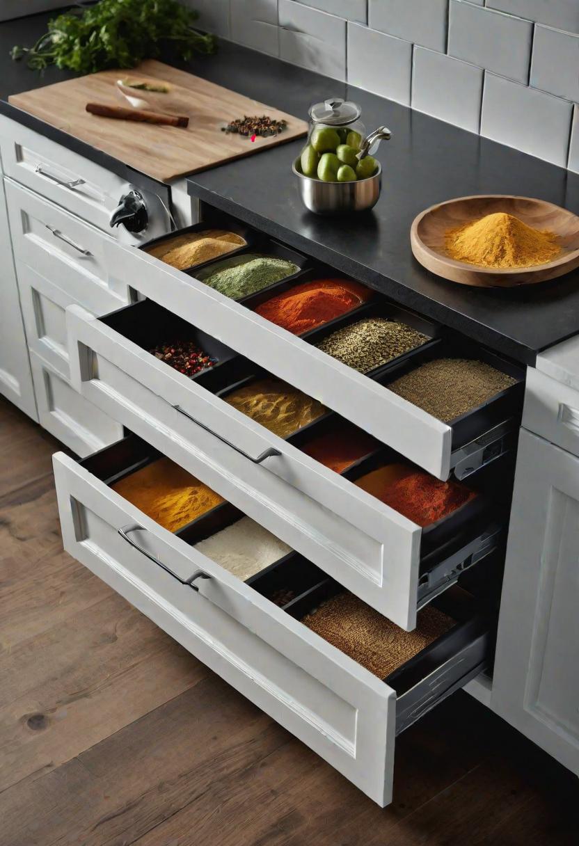 21 Inspirational kitchen cabinet ideas: From modern to classic designs 24 17. Comfortable spice drawer cabinets-0