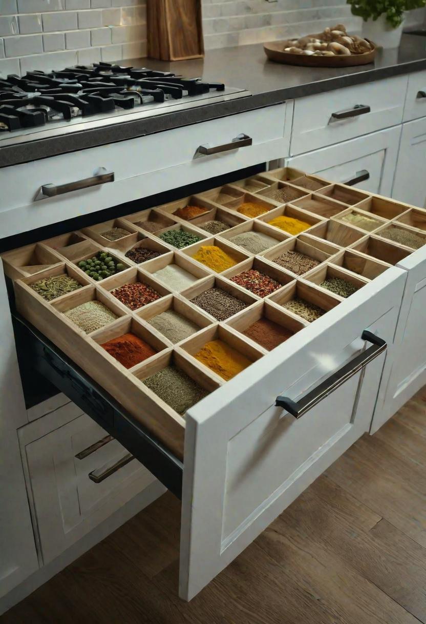 21 Inspirational kitchen cabinet ideas: From modern to classic designs 25 17. Comfortable spice drawer cabinets-1