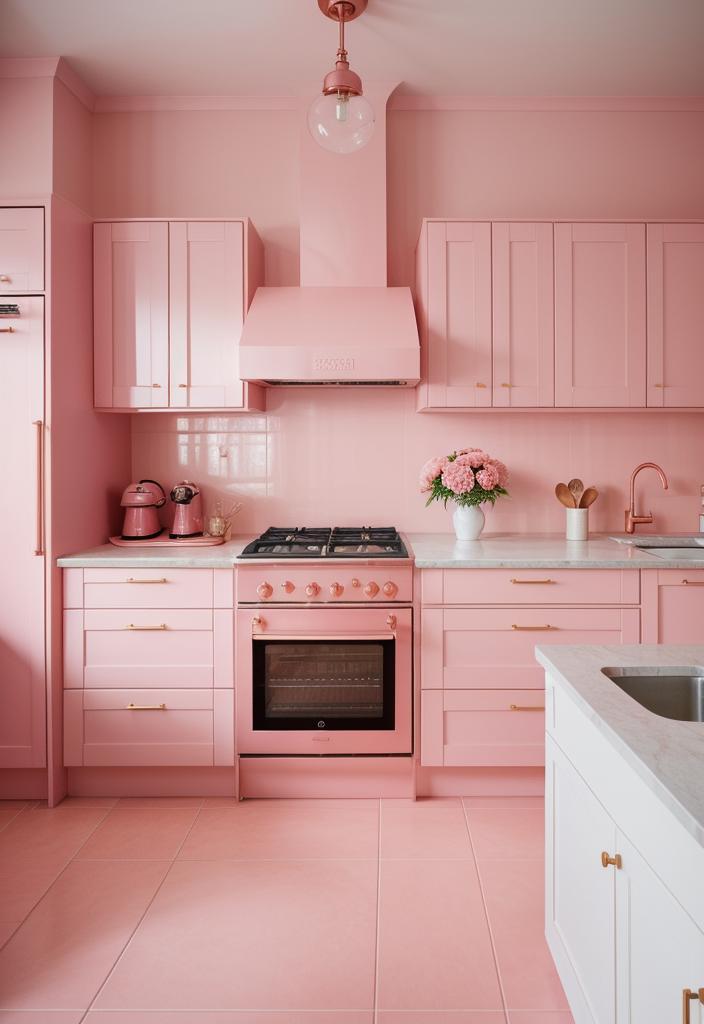35 Charming Pink Kitchen Ideas: a Feminine Flair in Your Cooking Space 24 21. Copper Cookware in Carnation Pink-0