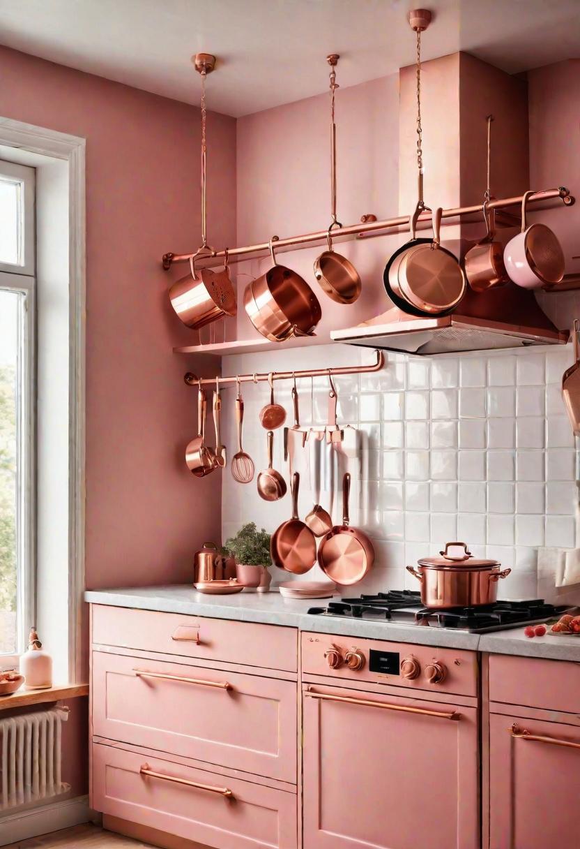 35 Charming Pink Kitchen Ideas: a Feminine Flair in Your Cooking Space 25 21. Copper Cookware in Carnation Pink-1