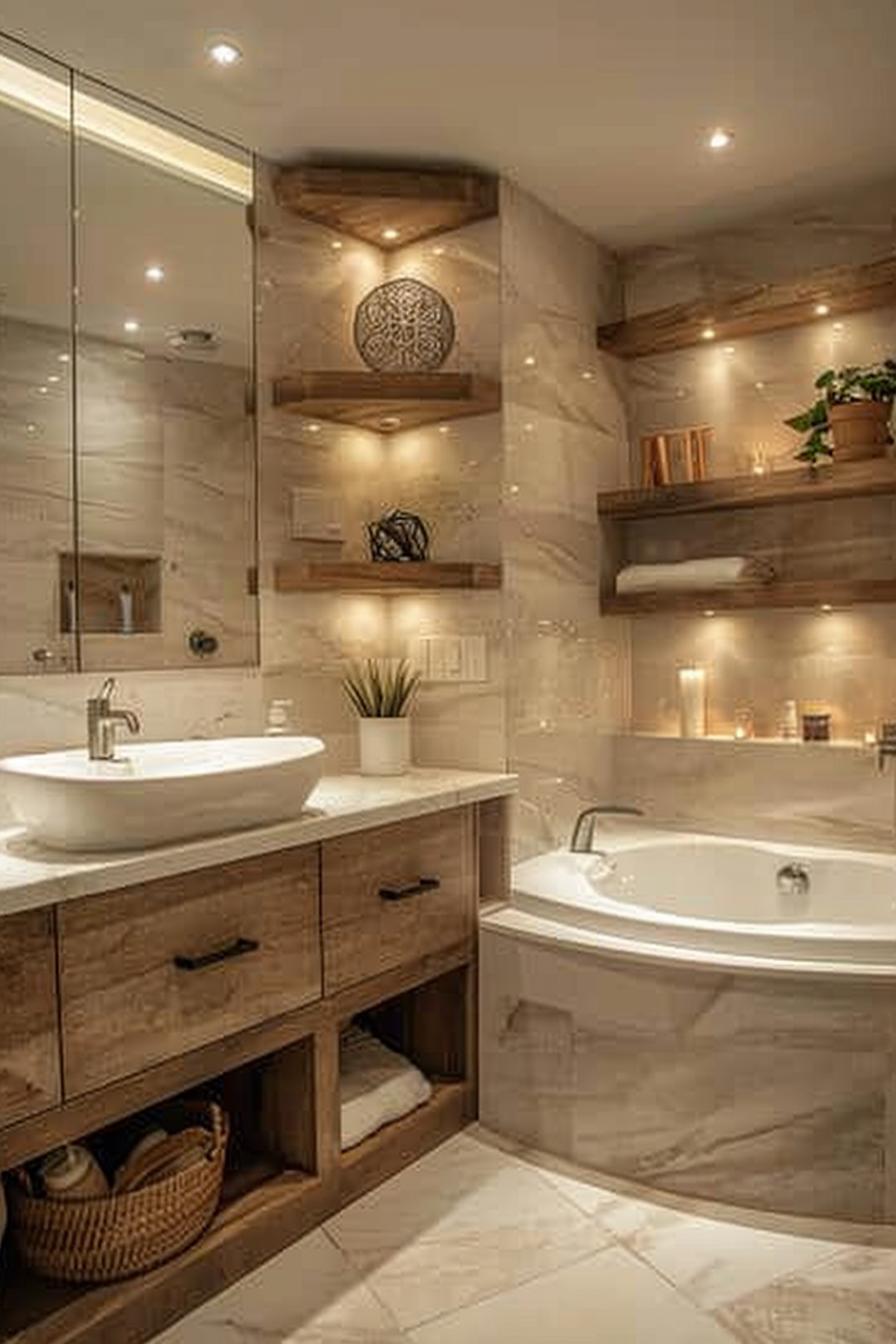 15 Genius & beautiful bathroom shelf ideas you have to see 28 13. Corner shelf design Inspiration-0