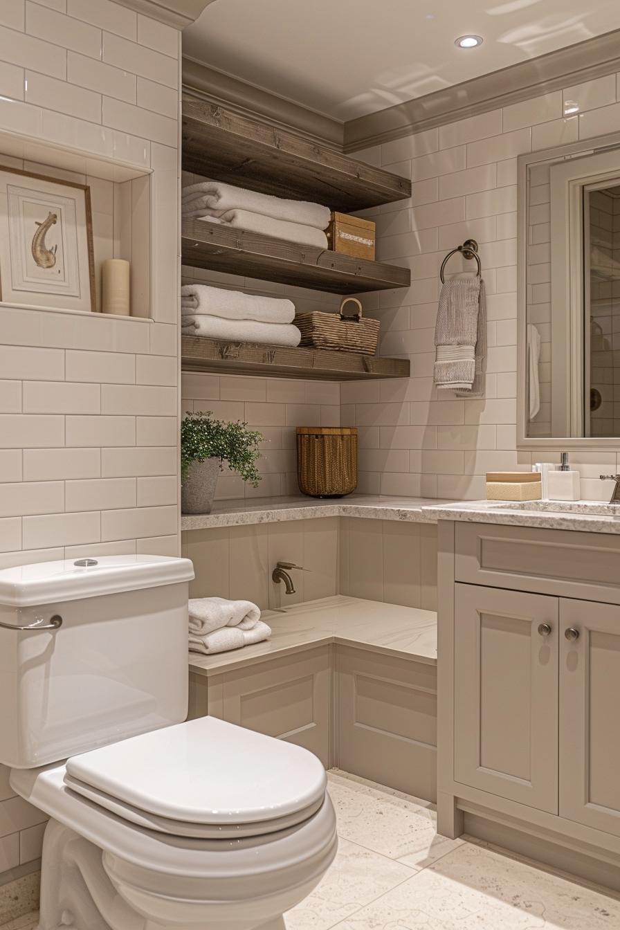 15 Genius & beautiful bathroom shelf ideas you have to see 29 13. Corner shelf design Inspiration-1