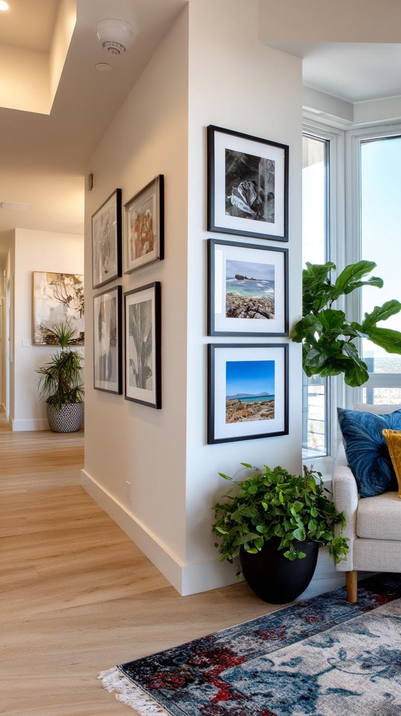 37 Gallery Wall Decor Ideas: Layouts And Styles to Elevate Any Room 39 13. Corner wraparound gallery that extends around an interior corner-0