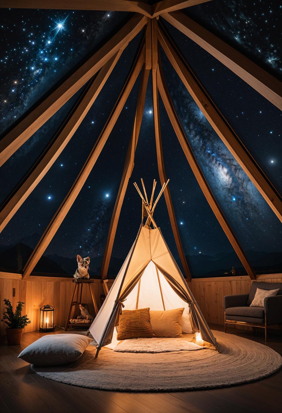 48 Super Cute Dream Room Inspirations for Ultimate Coziness! 5 3. Cosmic Indoor Campsite Inspiration-0