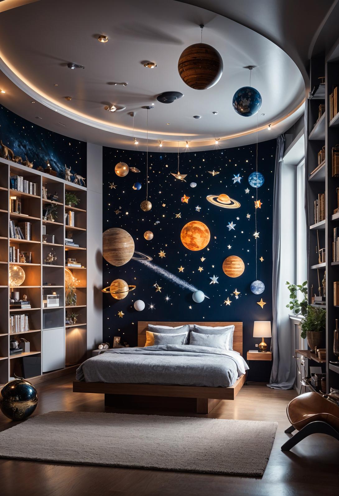 48 Super Cute Dream Room Inspirations for Ultimate Coziness! 40 29. Cosmic Kids' Bedroom Ideas-0