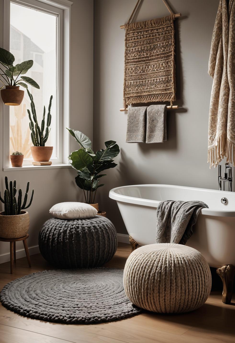 27 Dreamy Boho Bathroom Inspirations for Your Home Makeover 49 27. Cozy Boho Bathroom Seating-1