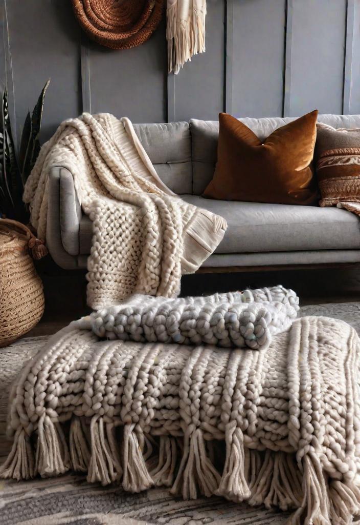 21 Inspirational Boho Living Room Ideas for 2024 20 17. Cosy Boho Strick Accessoires-0