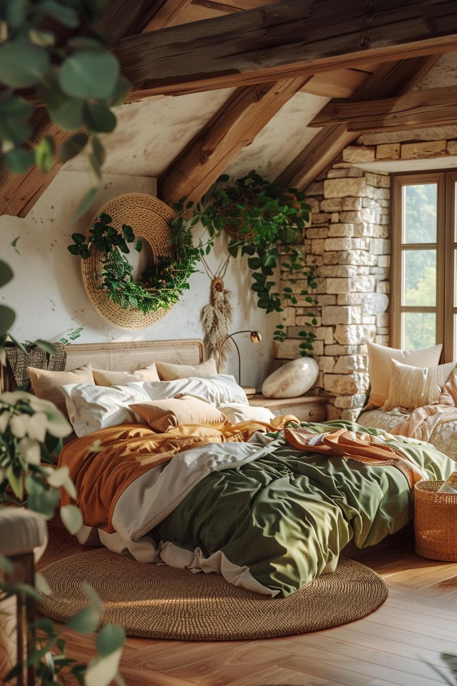 29 wunderschöne neutrale Boho -Schlafzimmer: verträumte und entspannende Räume 53 24. Cosy Boho Loft Design Inspiration-0