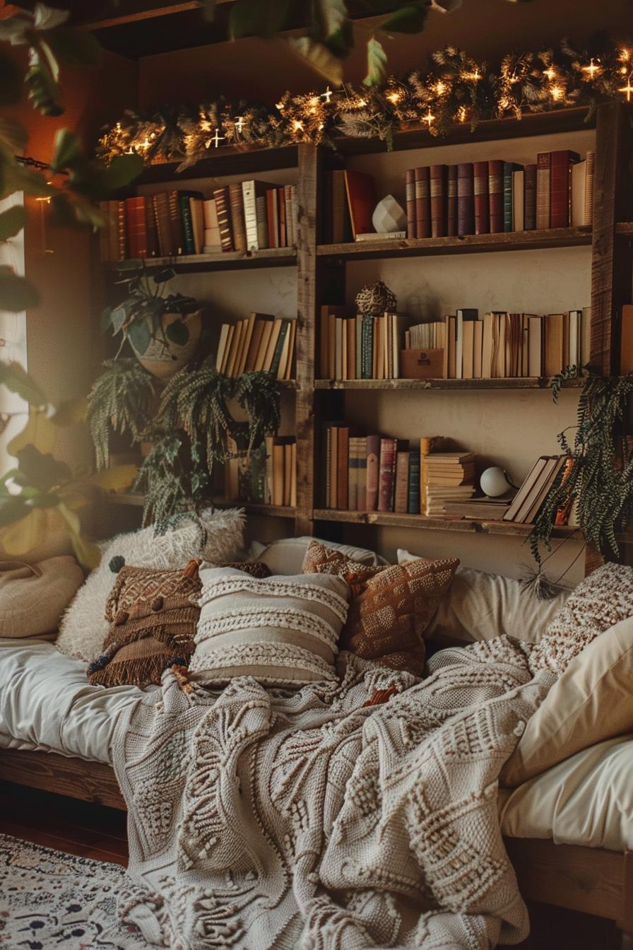 29 wunderschöne neutrale Boho -Schlafzimmer: verträumte und entspannende Räume 41 19. Cosy Boho Reading Nook Ideas-0