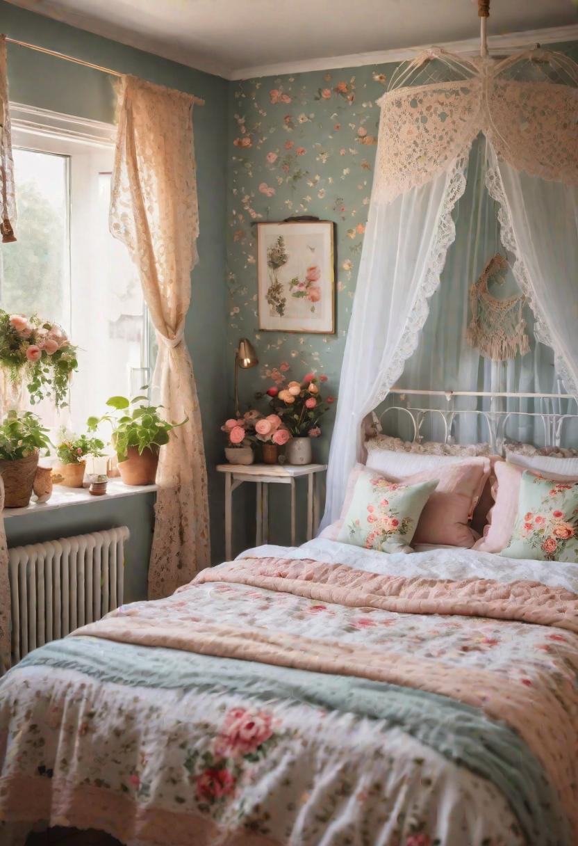 25 Eklektische Schlafzimmer Ideen für einen einzigartigen Raum 24 13. Gemütliche Cottagecore Schlafzimmerdekor-0