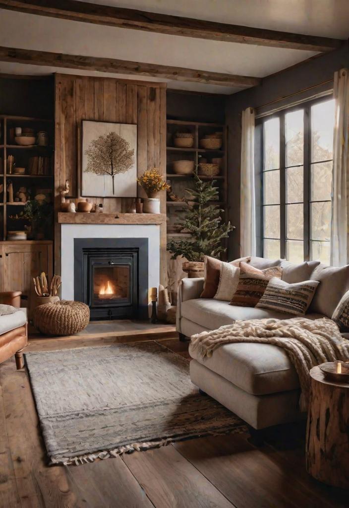 27 faszinierende Wohnzimmerdekorationsideen für 2024 9 7. Cosy Farmhouse Vibes-0