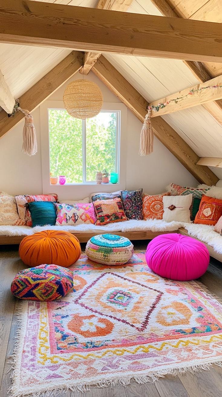 15 unique Boho bedroom -Decor ideas that you need to see 31 11. Cozy seating area of the floor cushion-0