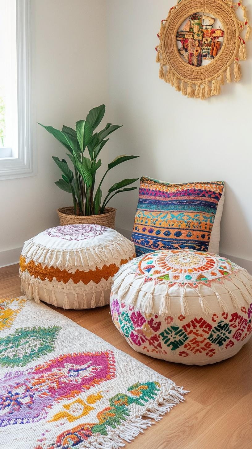 15 unique Boho bedroom -Decor ideas that you need to see 32 11. Cozy seating area of the floor cushion-1