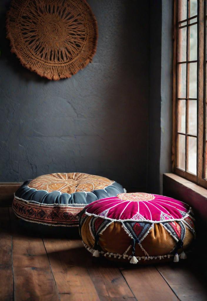 21 Inspirational Boho Living Room Ideas for 2024 3 1. Cozy Moroccan floor cushion-0