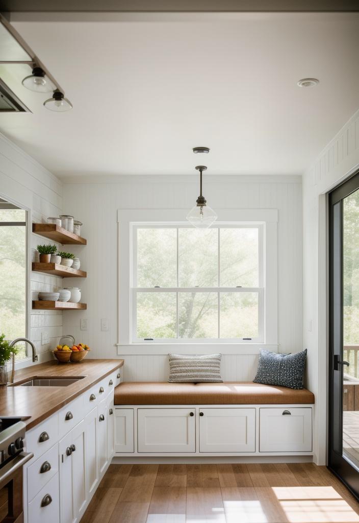 33 Modern Farmhouse Kitchen Ideas: Blending Rustic Charm with Contemporary Design 14 11. Cozy Nook Bench Seating-0