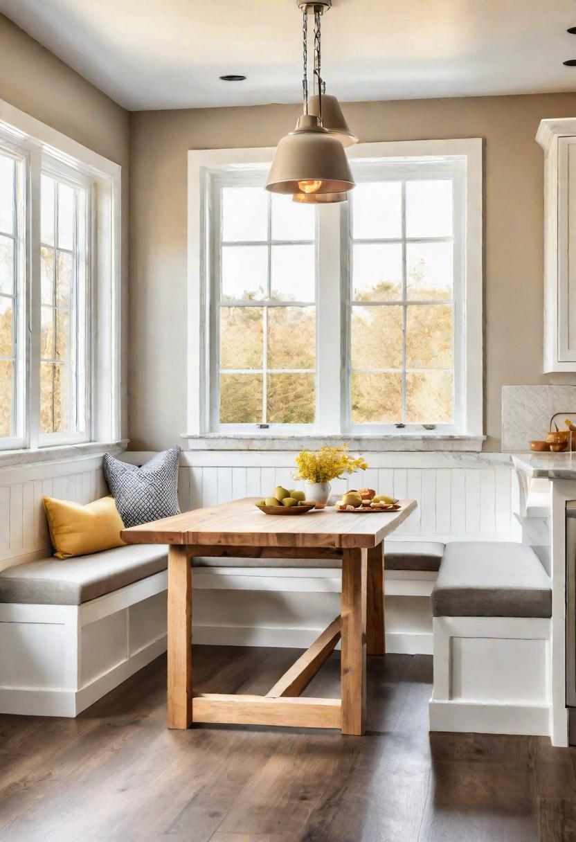 33 Modern Farmhouse Kitchen Ideas: Blending Rustic Charm with Contemporary Design 15 11. Cozy Nook Bench Seating-1