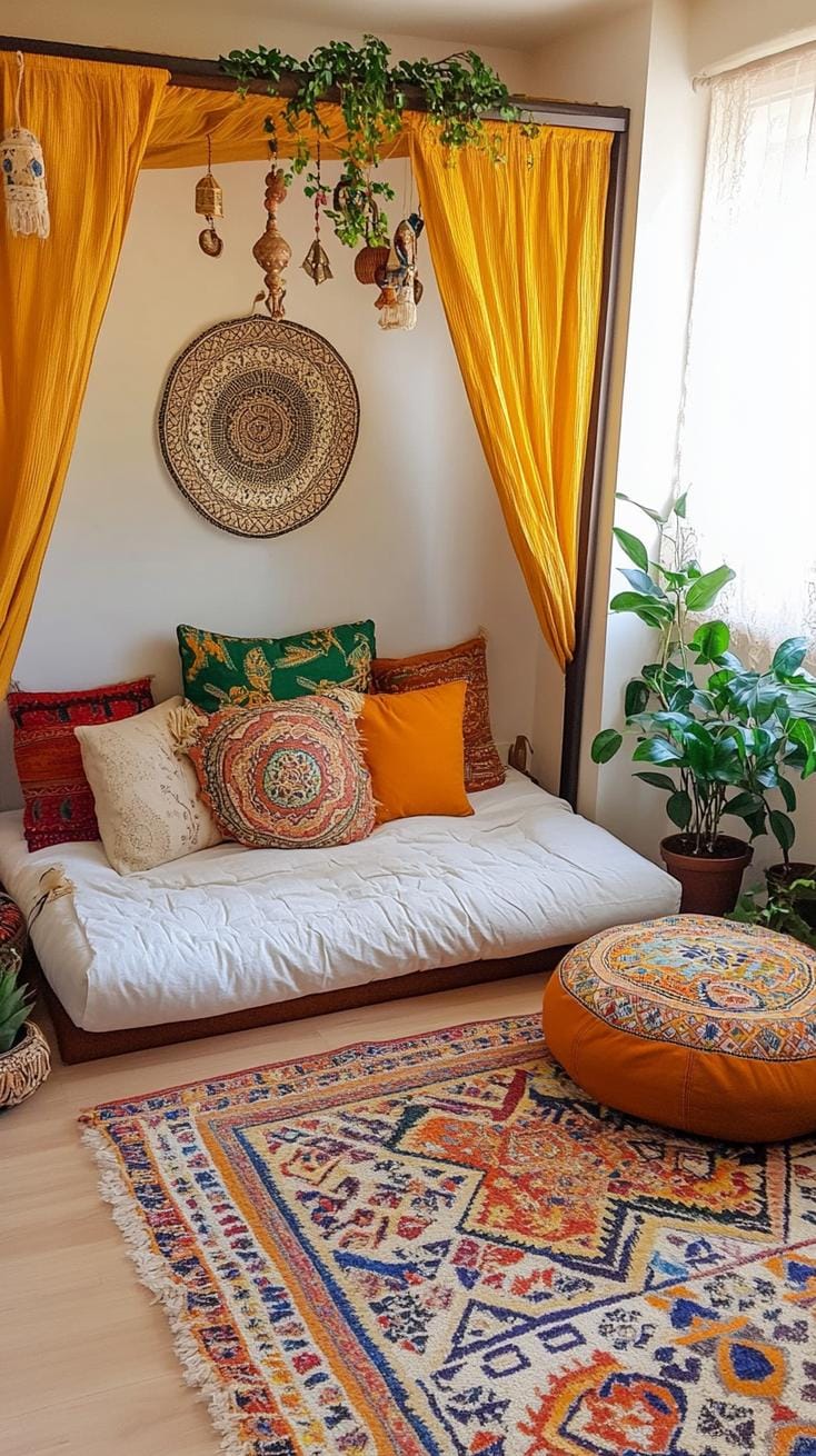 23 Modern Boho bedroom ideas that you love immediately 28 9. Cozy corners with floor pillow and Pofs-0