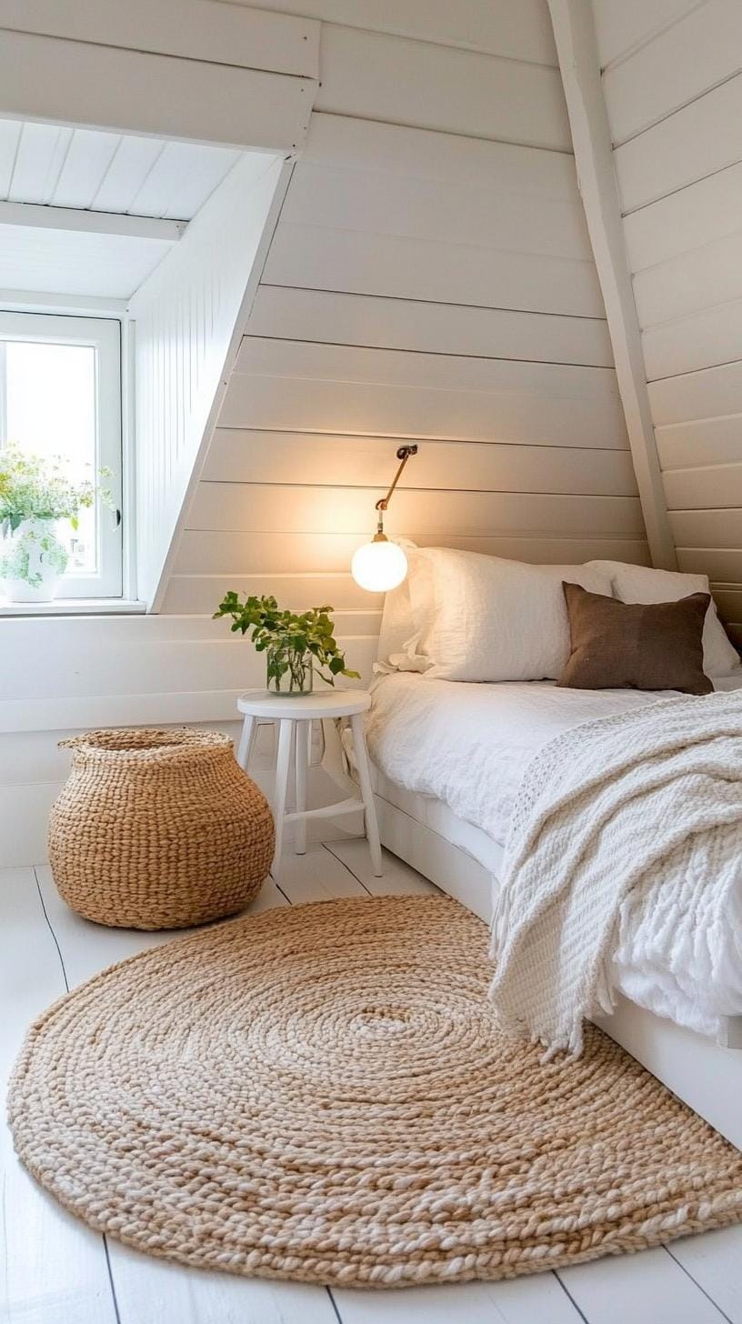 20 super cozy small roof tree bedroom ideas to explore today 35 11. Cozy Nordic Hygge with woolen covers, soft shades and seized lights-2