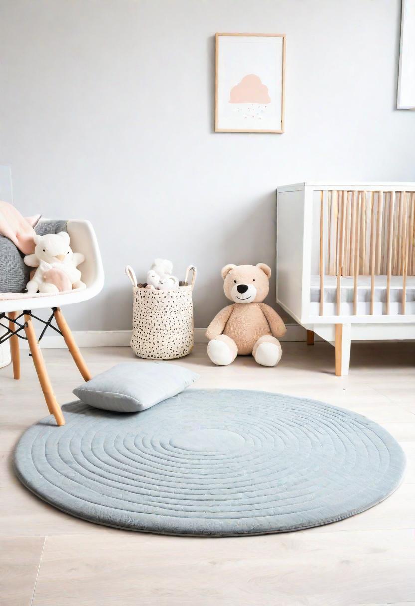 37 Sleek Minimalist Nursery Ideas: Modern, Serene Designs 38 33. Cozy Nursery Floor Mat-0