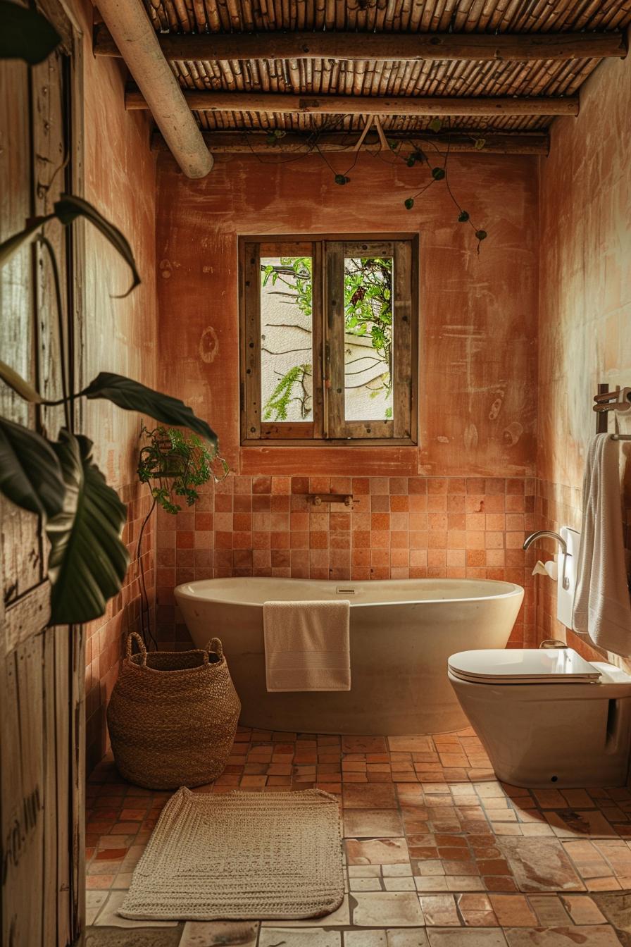 19 trendy bathroom tiles ideas, the WoW 16 8. Cozy rustic terracotta bathroom tile-0