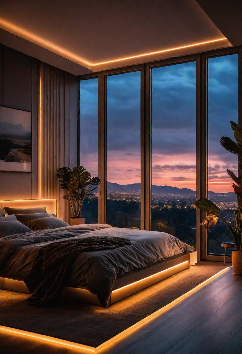 Glow Up Your Bedroom: 33 Chic and Cozy LED Aesthetic Ideas 18 16. Cozy Window Frame Mood Lighting-0