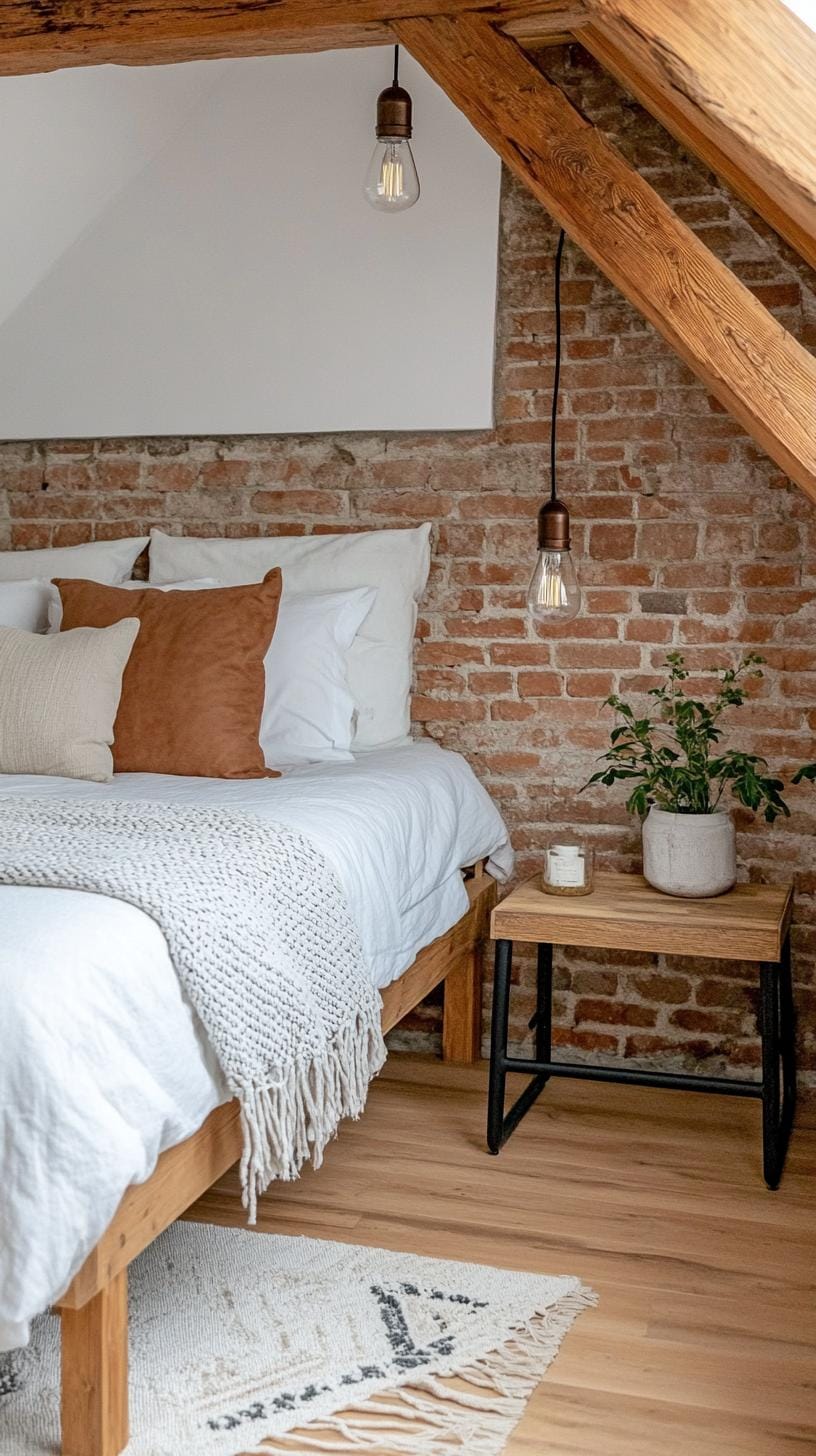 12. Create a rustic atmosphere with exposed brick walls, aged wooden furniture and Edison-glow bulb lighting-0